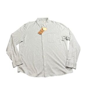 NWT FAHERTY BRAND Mens XXL Coastline Long Sleeve Button Down Shirt Gray Cotton‎